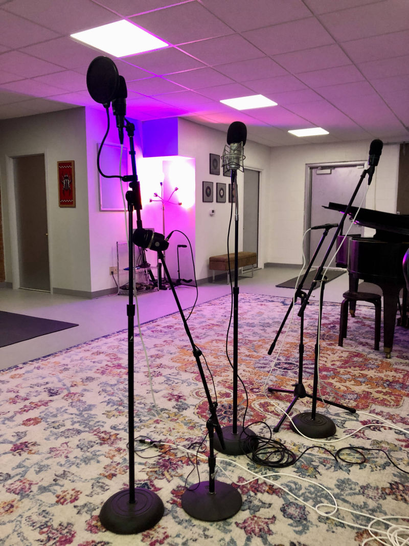 TOPtone studio three microphones on the foreground